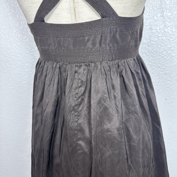 J Crew Silk Dress Women 6 Fit Flare Midi Brown Empire Waist Wedding Party Y2K - Picture 9 of 12